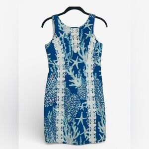 EUC Lilly Pulitzer Ember shift dress Brewster Blue Good Reef size 2 resort wear
